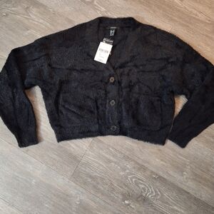 Forever 21 Black Fuzzy Cardigan